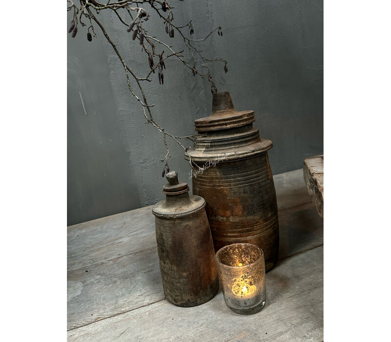 Hoffz Interior authentieke Nepalese kruik met deksel 20 cm