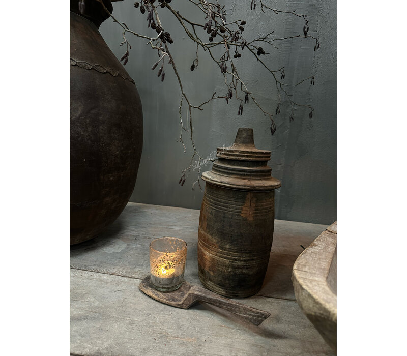 Hoffz Interior authentieke Nepalese kruik met deksel 30 cm
