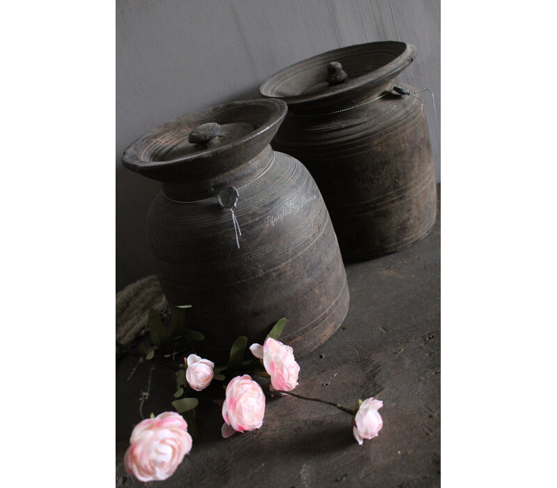 Hoffz Interior authentieke Nepalese kruik met deksel 23 cm