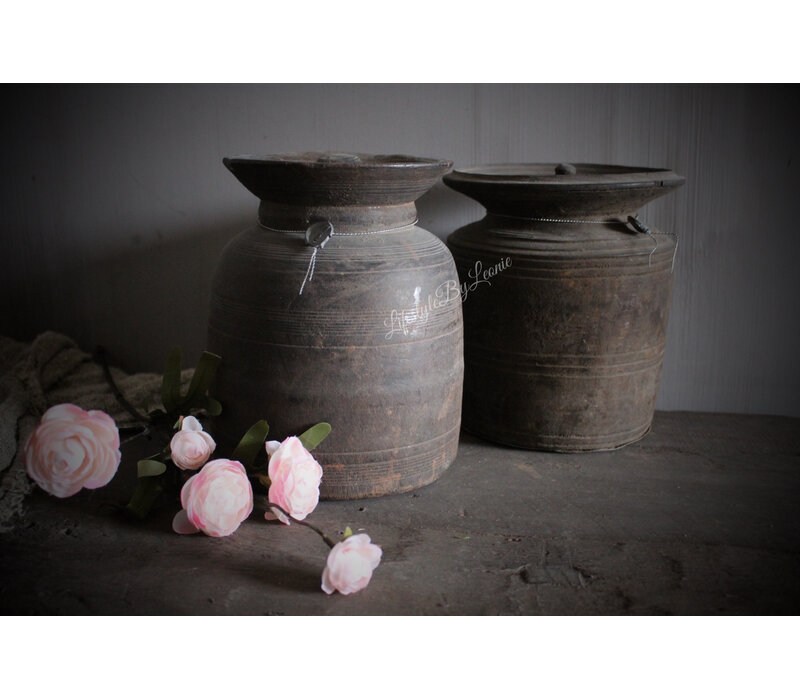 Hoffz Interior authentieke Nepalese kruik met deksel 23 cm