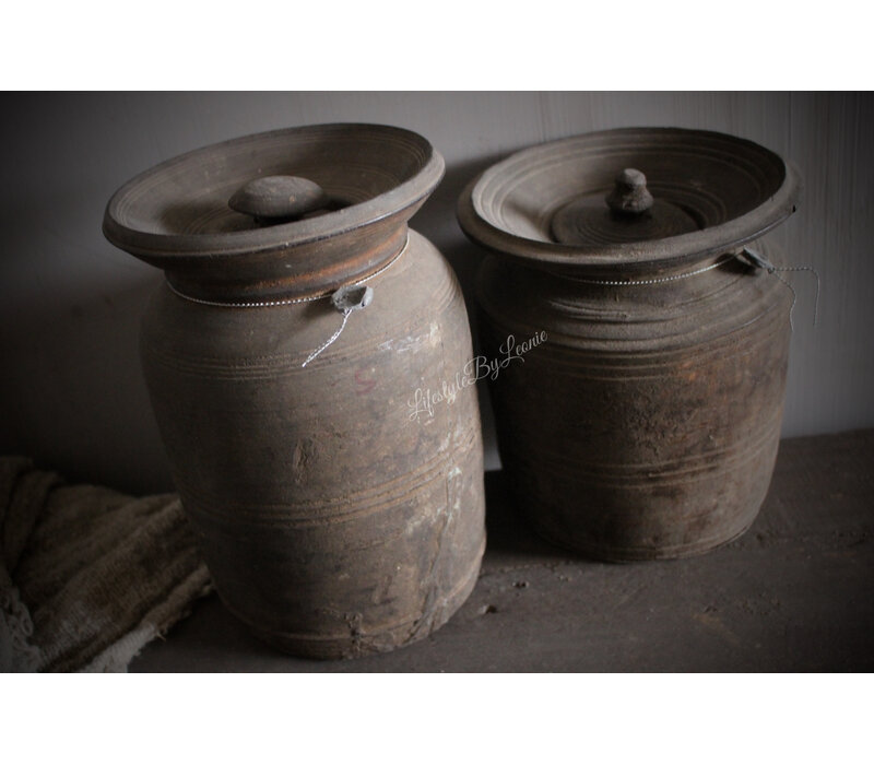 Hoffz Interior authentieke Nepalese kruik met deksel 23 cm