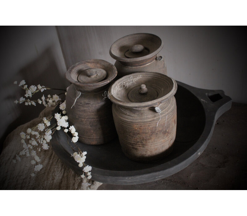 Hoffz Interior authentieke Nepalese kruik met deksel 23 cm