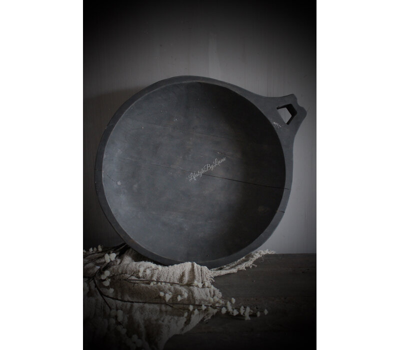 Aura Peeperkorn houten schaal met open handvat Antique grey 60x50 cm