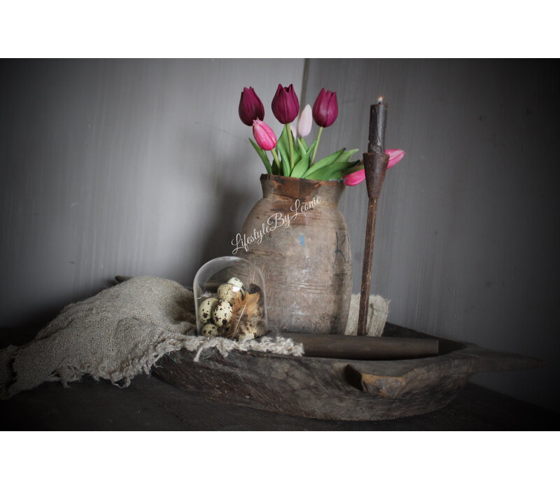 Glazen stolp met houten voet 10 cm