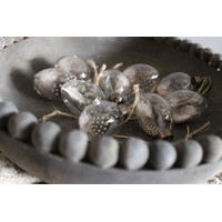 Doosje glazen eitjes met veertje 9 stuks