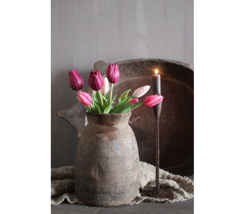 Bosje namaak Tulpen roze/burgundy 30 cm