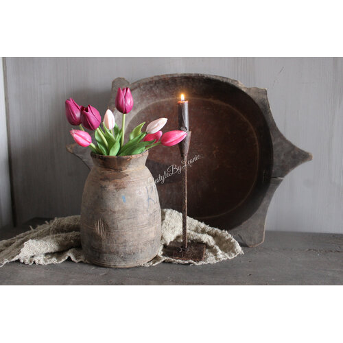 Bosje namaak tulpen roze/burgundy 30cm 