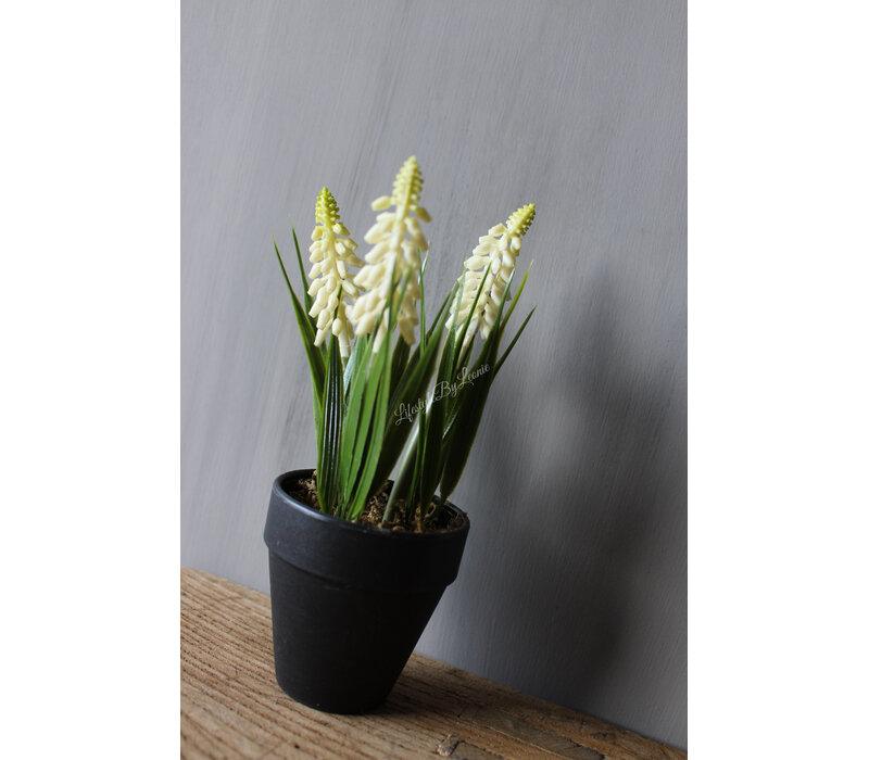 Namaak druifjes in pot White 18cm