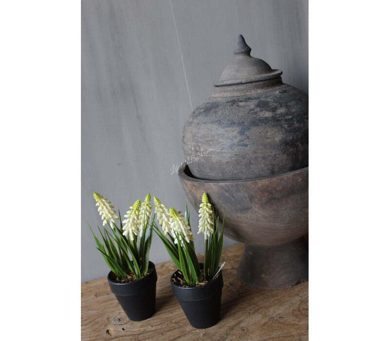 Namaak druifjes in pot White 18cm