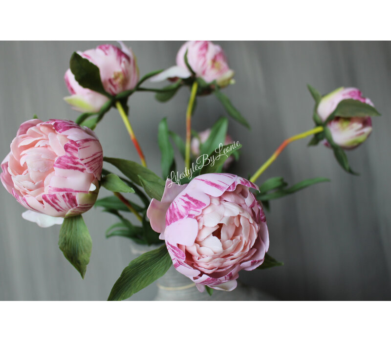 Bos real touch Pioenen in knop pink 63 cm