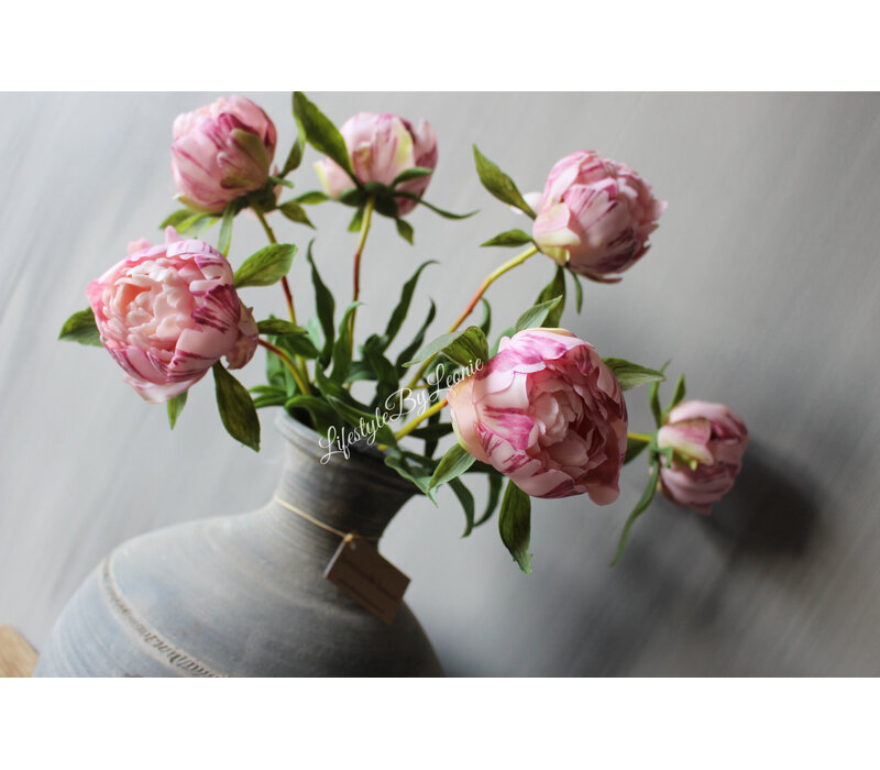 Bos real touch Pioenen in knop pink 63 cm