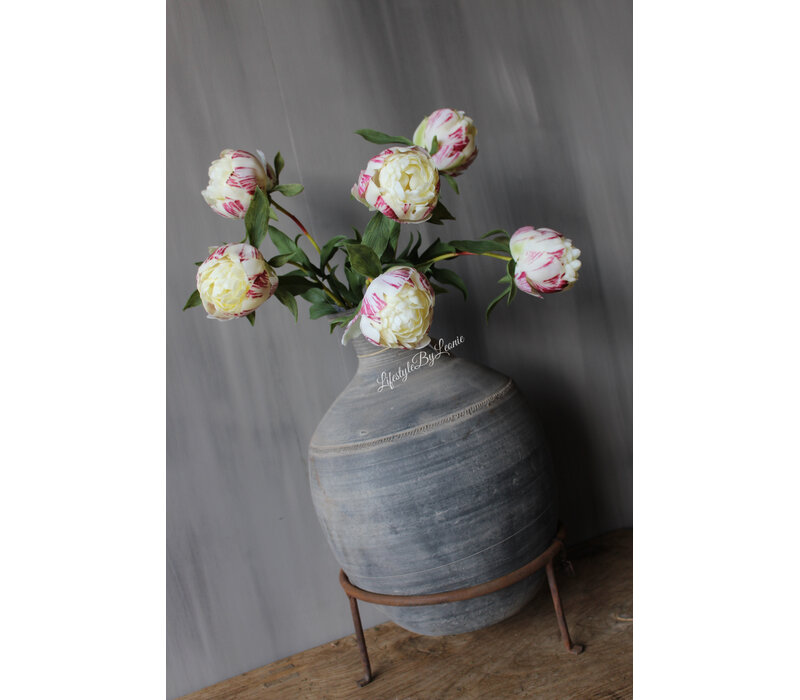 Bos real touch Pioenen in knop cream 63 cm