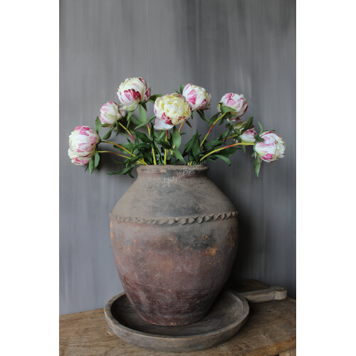 Bos real touch pioenen in knop Cream 63cm 