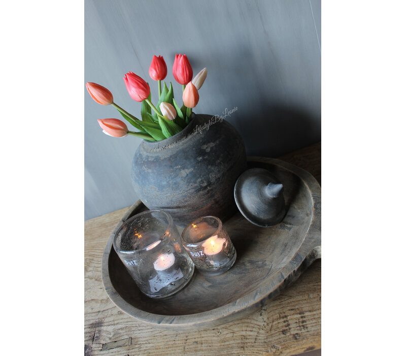 Bosje namaak Tulpen cream/orange 30 cm