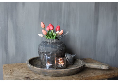 Bosje namaak Tulpen cream/orange 30 cm