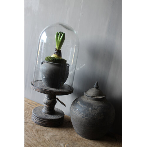 Stolp met houten voet Old grey L 