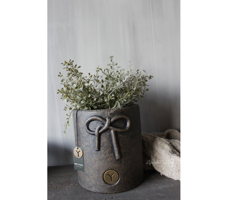 Brynxz planter with a bow Brown 18cm