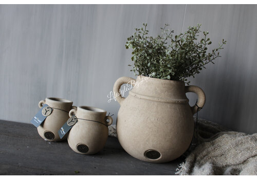 Brynxz Brynxz jug pot met 2 oren Taupe 21 x 18 cm
