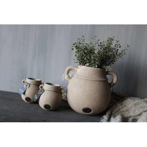 Brynxz jug pot met 2 oren Taupe 21x18cm 