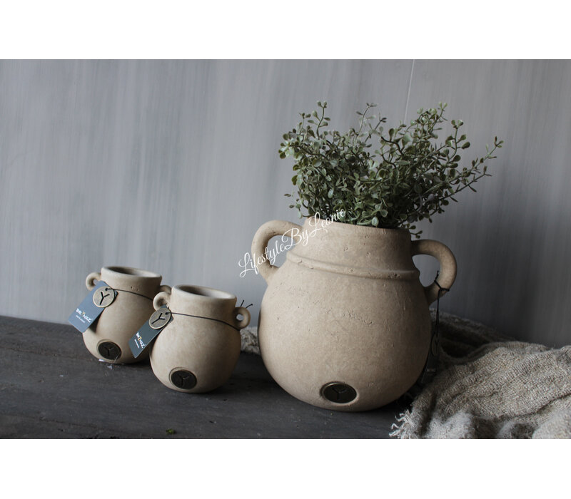 Brynxz jug pot met 2 oren Taupe 21x18cm