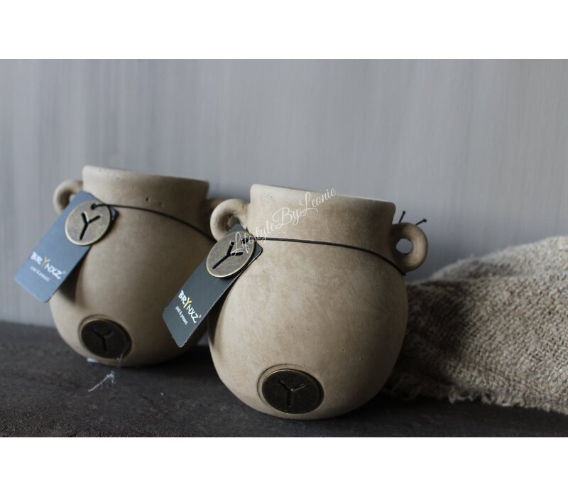 Brynxz tealight cup two ears Taupe 11cm