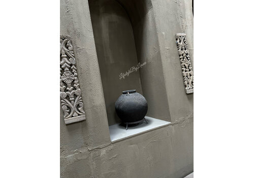 Hoffz Interior stenen ronde kruik op standaard 43x35cm