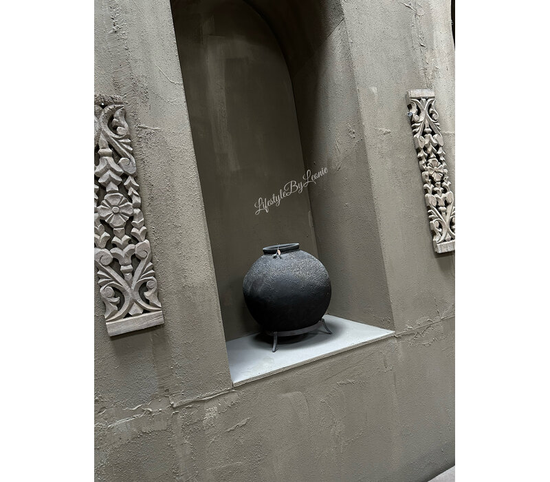 Hoffz Interior stenen ronde kruik op standaard 43x35cm