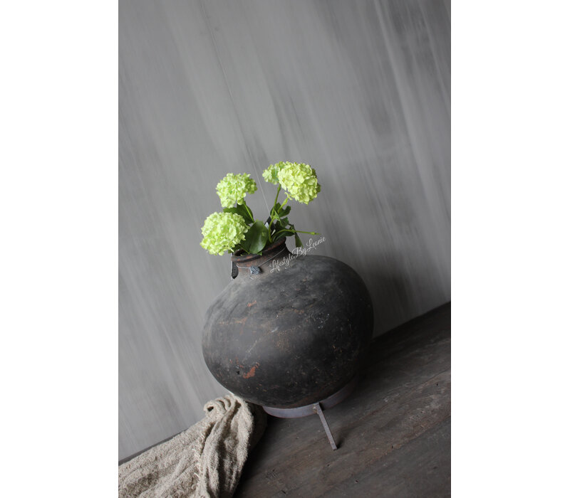 Hoffz Interior stenen ronde kruik op standaard 39x30cm