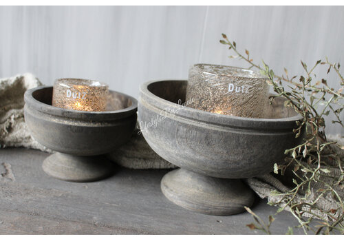 LUKSA Luksa houten schaal op voet Brown 15 x 10 cm