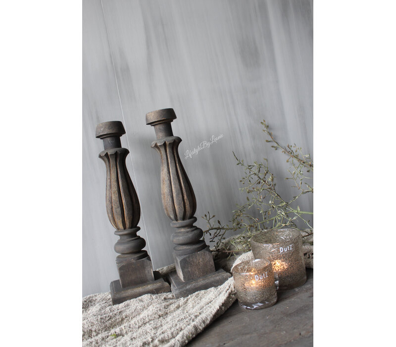 Luksa houtsnijwerk kandelaar Ninik 38cm