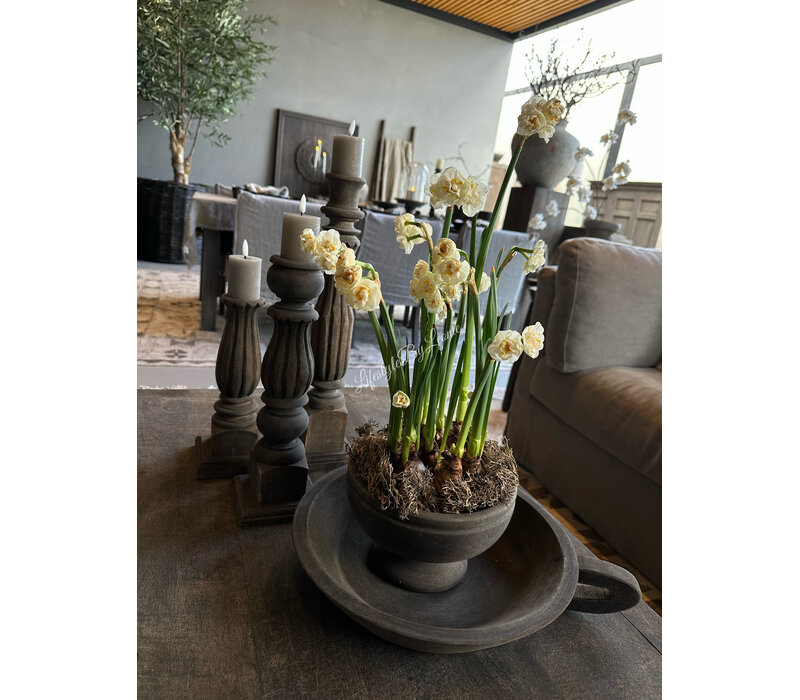 Luksa houtsnijwerk kandelaar Ninik 38cm