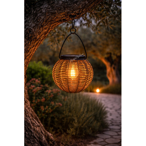 Solar ronde hanglamp Elly naturel 