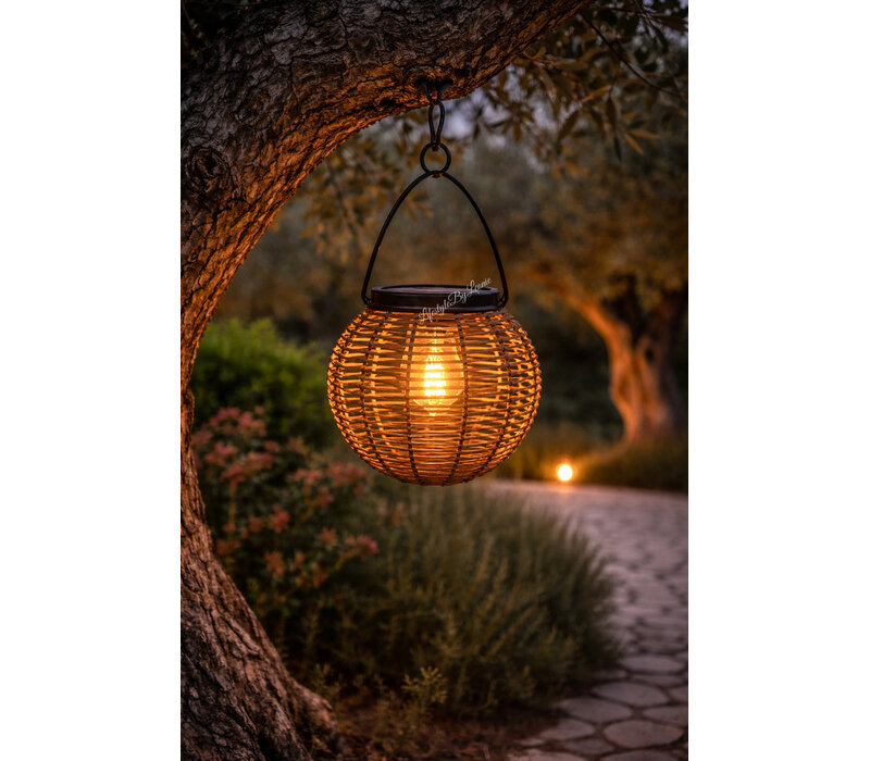 Solar ronde hanglamp Elly naturel