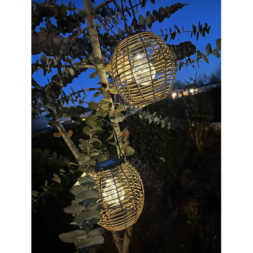 Solar ronde hanglamp Elly naturel 