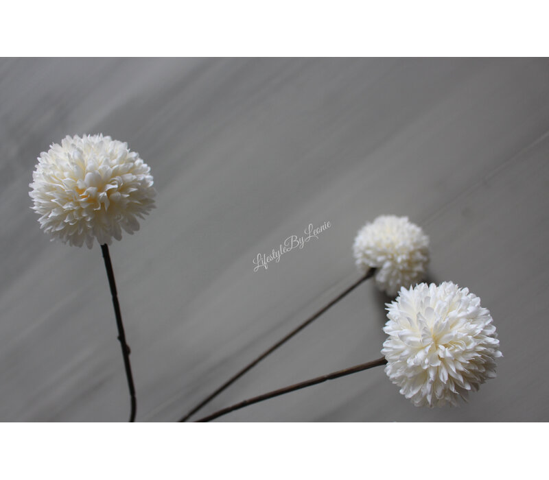 Namaak PomPom tak 3 bollen White 78 cm