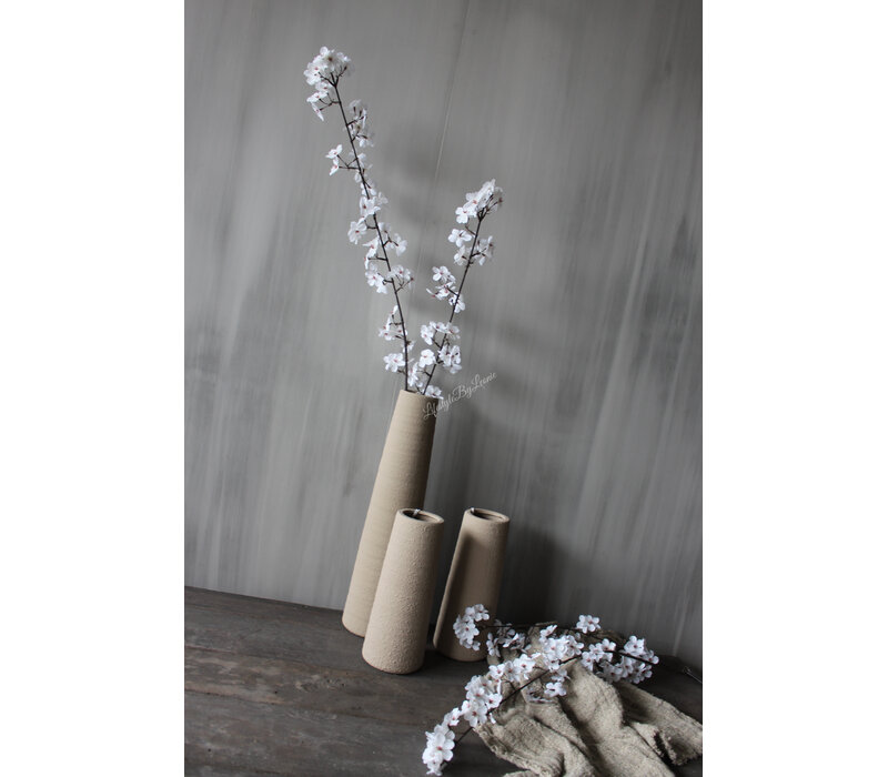 Hoge smalle vaas beige Nori 30cm