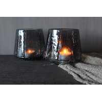 Glazen windlicht Grey Cracle 13 cm