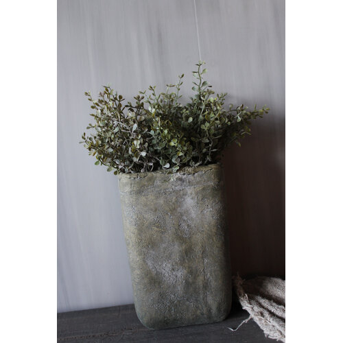 Stenen vierkante hoge pot Antony 22 cm 