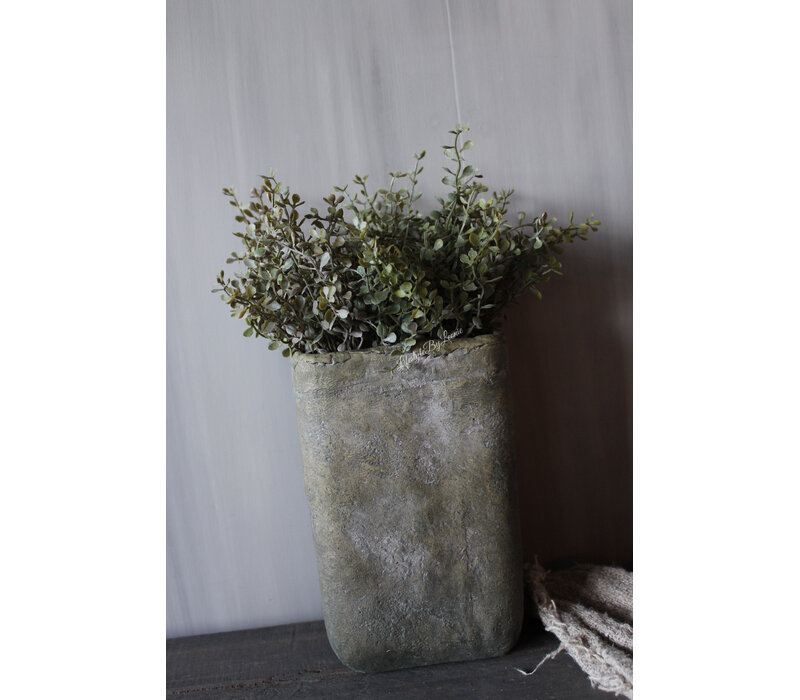 Stenen vierkante hoge pot Antony 22cm