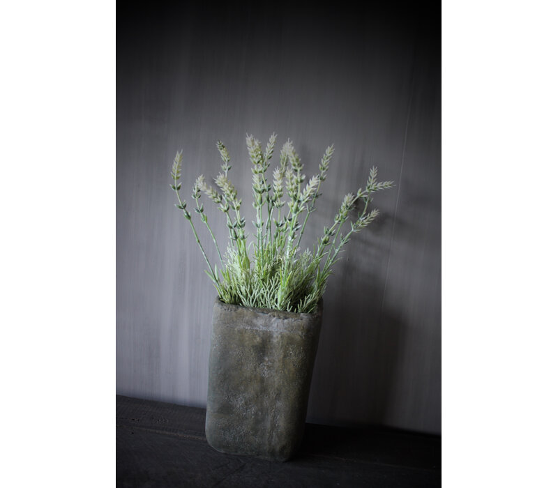Stenen vierkante hoge pot Antony 22 cm