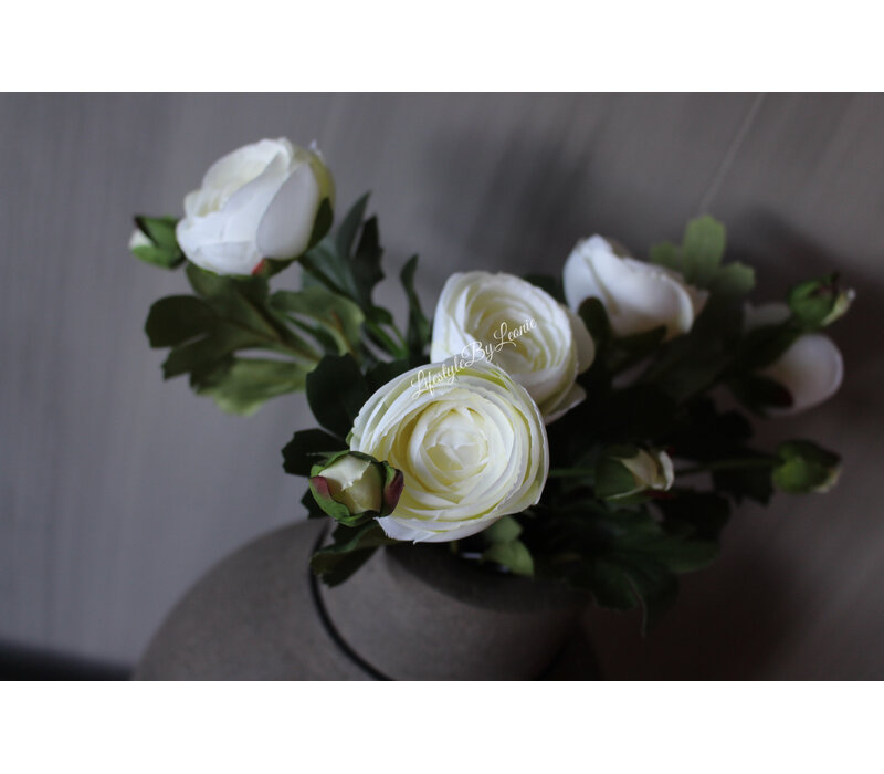 Zijden witte Ranonkel tak 35 cm