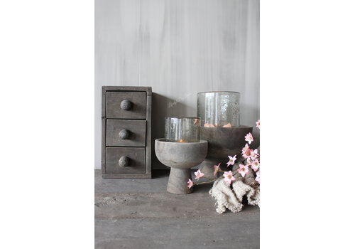 LUKSA LUKSA houten ronde vijzel pot op voet 24 x 19 cm