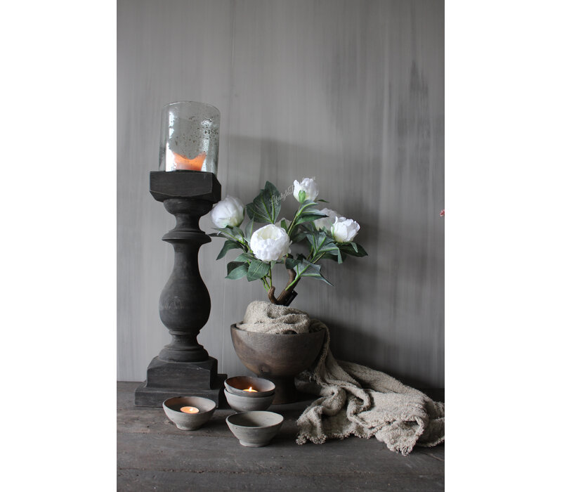 Cilinder windlicht met Metal bubbels Clarice 18 x 15 cm