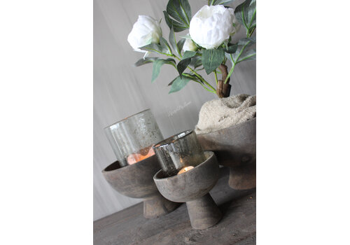 Cilinder windlicht met Metal bubbels Clarice 18 x 15 cm