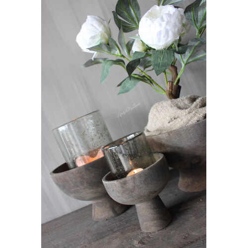Cilinder windlicht met Metal bubbels Clarice 18 x 15 cm 