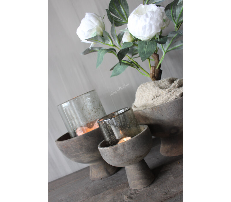 Cilinder windlicht met Metal bubbels Clarice 18 x 15 cm