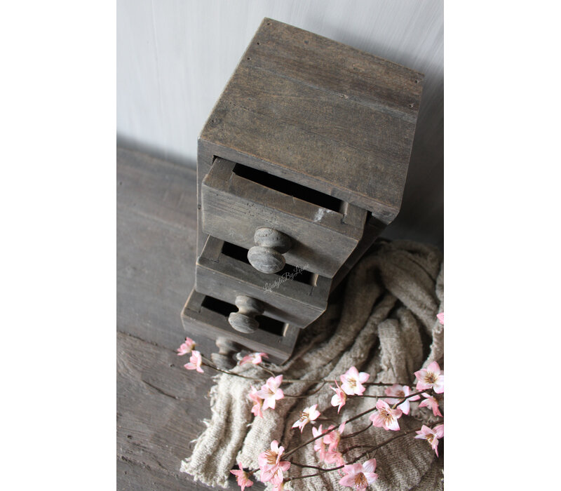 Mini houten ladekastje Sober grey