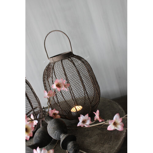 Metalen roest windlicht met hengsel Cairo 30 cm 