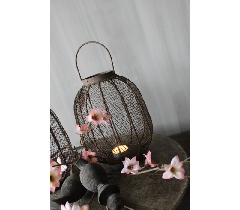 Metalen roest windlicht met hengsel Cairo 30 cm