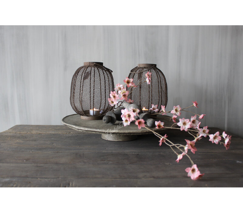 Metalen roest windlicht met hengsel Cairo 30 cm